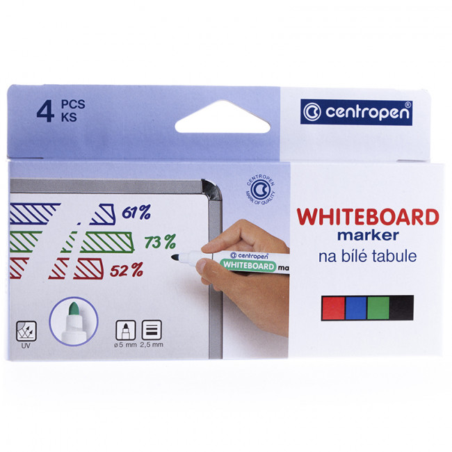 Набор маркеров для белых досок Centropen "8559" 4цв., пулевидный, 2,5мм, картон. уп., европодвес (10)