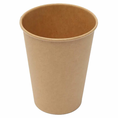 Стакан одноразовый бумажный 350/410 мл, D 90 мм, КОМПЛЕКТ 50 шт., однослойные, холодное/горячее, LAIMA ECO CRAFT