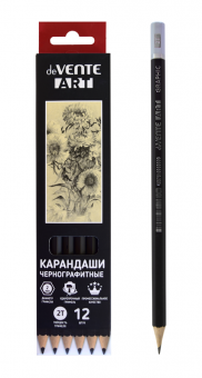 Карандаш 2Т чернографитный "Art", диаметр грифеля 2 мм, шестигранный, заточенный, корпус черный с топом, deVENTE