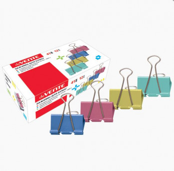 Зажимы для бумаг 41мм (12шт/уп) "deVENTE", цветной