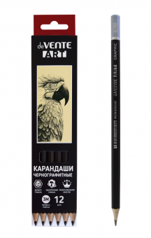 Карандаш 3М чернографитный "Art", диаметр грифеля 2,45 мм, шестигранный, заточенный, корпус черный с топом, deVENTE