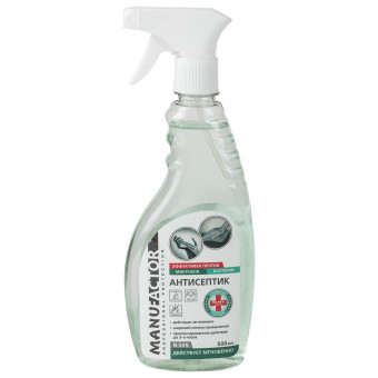 Антисептик для рук и поверхностей спиртосодержащий (70%) с распылителем 500 мл MANUFACTOR, дезинфицирующий, жидкость