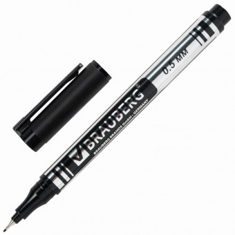 Маркер для CD и DVD BRAUBERG, ЧЕРНЫЙ, супертонкий металлический наконечник, 0,5 мм