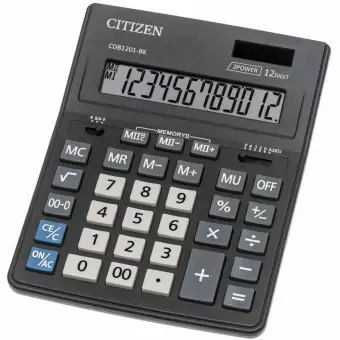 Калькулятор настольный CITIZEN BusinessL CDB1201-BK, 12 разр. (черный, полноразмерный)