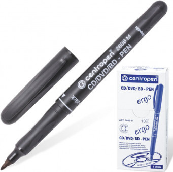 Маркер для CD и DVD ЧЕРНЫЙ CENTROPEN, трехгранная форма захвата, тонкий, 1 мм, 4606