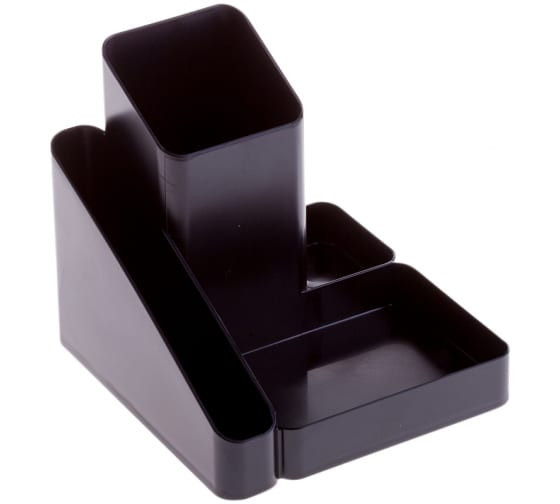 Подставка-органайзер СТАММ "Имидж", 115х122х111 мм, 4 отделения, черная