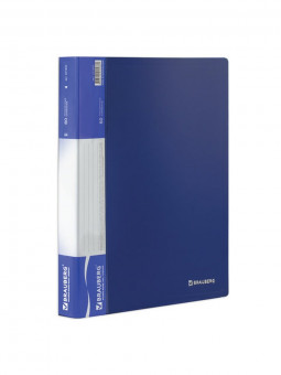 Папка 60 вкладышей BRAUBERG стандарт, синяя, 0,8 мм