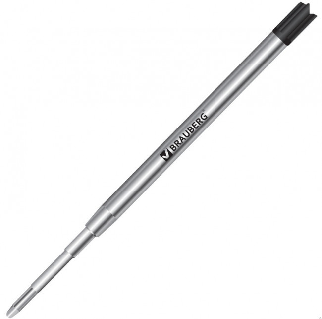 Стержень шариковый масляный BRAUBERG, ЧЕРНЫЙ, тип PARKER, 98 мм, металлический корпус, линия письма 0,5 мм, 170347 (20)