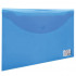 Папка-конверт с кнопкой BRAUBERG, А4, до 100 л, прозрачная, синяя, 0,15 мм (15)