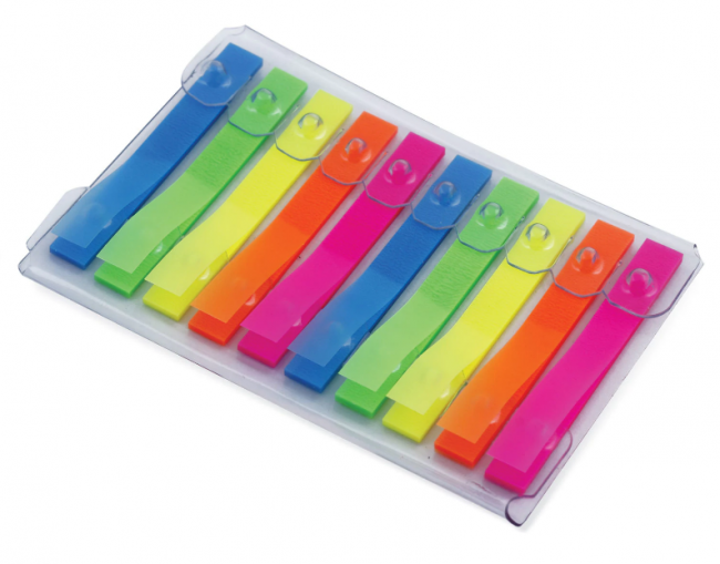 Закладки клейкие неоновые BRAUBERG, 48х6 мм, 200 штук (10 цветов х 20 листов), 123227