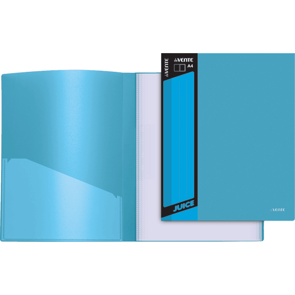 Папка с 030 вкладышами "deVENTE. Juicy" A4, 450 мкм, вкладыши 030 мкм, фактура "песок" внешний карман со сменной этикеткой, внутренний карман, индивидуальная маркировка, непрозрачная ярко-голубая