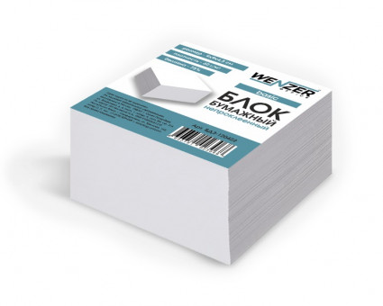 Блок для записи WENZER office "Basic" 90x90x45 мм белый, непроклеенный, офсет 60 г/м²