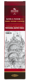 Карандаш чернографитный KOH-I-NOOR 1500, 1 шт., 2H, корпус желтый, заточенный, 150002H01170RU