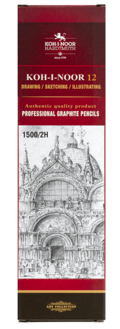 Карандаш чернографитный KOH-I-NOOR 1500, 1 шт., 2H, корпус желтый, заточенный, 150002H01170RU