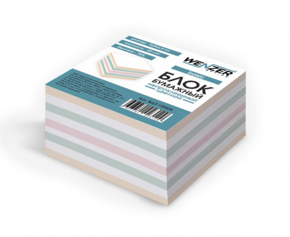 Блок для записи WENZER office "Basic" 90x90x45 мм цветной, непроклеенный, офсет 60 г/м²