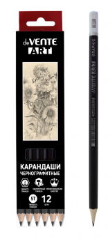 Карандаш 5Т чернографитный "Art", диаметр грифеля 2 мм, шестигранный, заточенный, корпус черный с топом, deVENTE