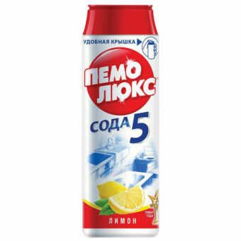 Чистящее средство 480г ПЕМОЛЮКС Сода-5, "Лимон", порошок