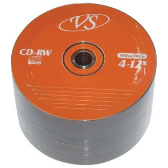 Диски CD-RW VS 700 Mb 4-12x Bulk (термоусадка без шпиля), КОМПЛЕКТ 50 шт