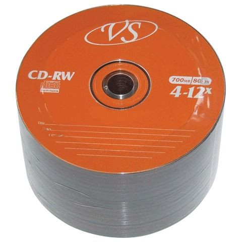 Диски CD-RW VS 700 Mb 4-12x Bulk (термоусадка без шпиля), КОМПЛЕКТ 50 шт