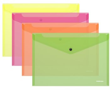 Папка с кнопкой Er.Krause А4 Fizzy Neon полупрозрачная ассорти (12/240) Папка с кнопкой Er.Krause А4 Fizzy Neon полупрозрачная ассорти (12/240)