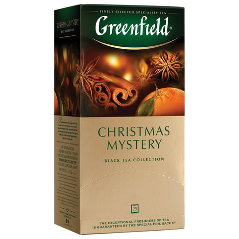 Чай GREENFIELD "Christmas Mystery" черный, 25 пакетиков в конвертах по 1,5 г Чай GREENFIELD "Christmas Mystery" черный, 25 пакетиков в конвертах по 1,5 г