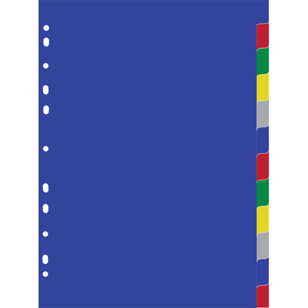 Разделитель листов "Attomex" пластиковый A4 цветовой 12 цветов