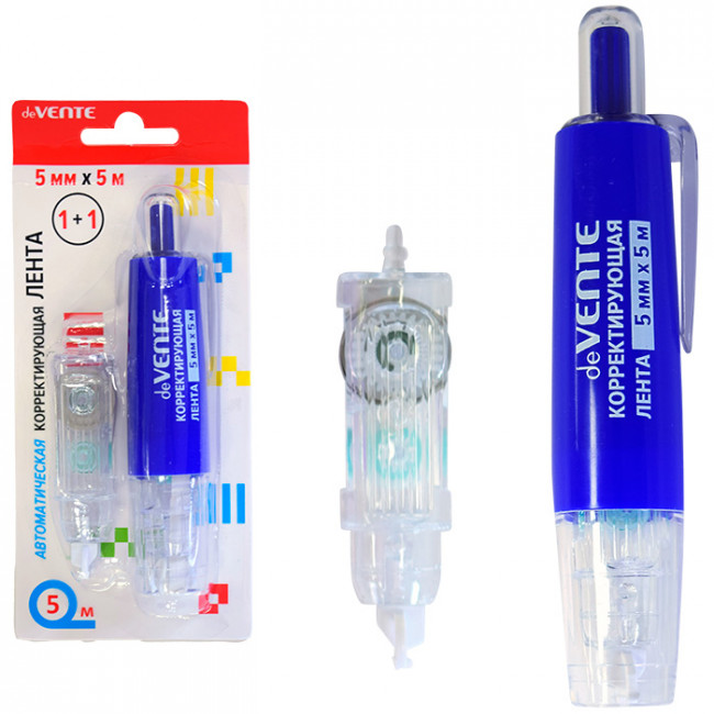 Корректирующая лента 5мм x 5м, фронтальный аппликатор, со сменным картриджем, deVENTE