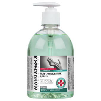 Антисептик-гель для рук спиртосодержащий (спирт 66%-70%) с дозатором 500мл MANUFACTOR, дезинфицирующий