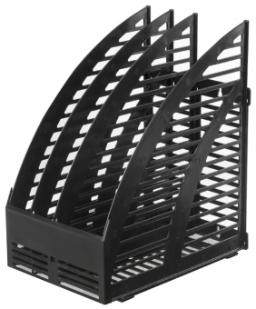 Лоток вертикальный для бумаг STAFF, 245х165х285 мм, 3 отделения, сетчатый, сборный, черный (8)
