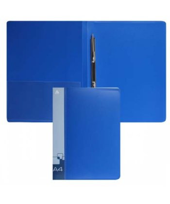 Папка Скоросшиватель Бюрократ А4 пластик 0,5 мм, с пруж. мех. синий (2/44)