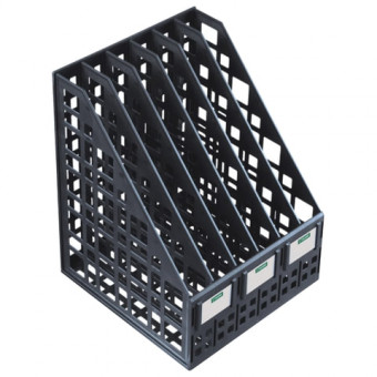 Лоток вертикальный для бумаг СТАММ  (245х240х300 мм), 6 отделений, сетчатый, сборный, черный