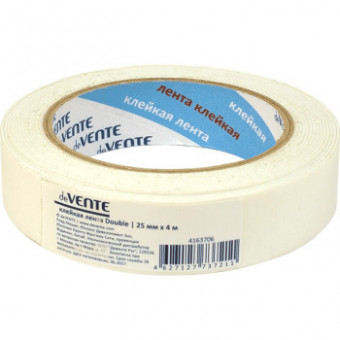 Клейкая лента двусторонняя "deVENTE" вспененная основа 1 мм, 25 ммx4 м, картонная втулка, индивидуальная маркировка