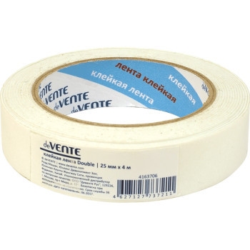 Клейкая лента двусторонняя "deVENTE" вспененная основа 1 мм, 25 ммx4 м, картонная втулка, индивидуальная маркировка