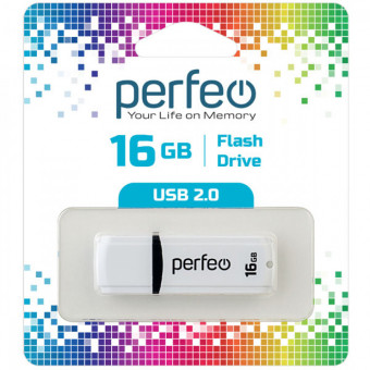 Флеш накопитель (память) USB 16GB C02 White, Perfeo