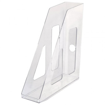 Лоток вертикальный для бумаг СТАММ "Актив" (253х70х250 мм), прозрачный (ЛТВ-31099)