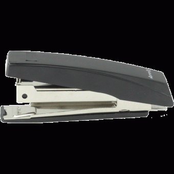 Степлер "Attomex" № 10 (мощность 10 листов, глубина скрепления 50 мм) пластиковый, в картонной коробке, со встроенным антистеплером, черный