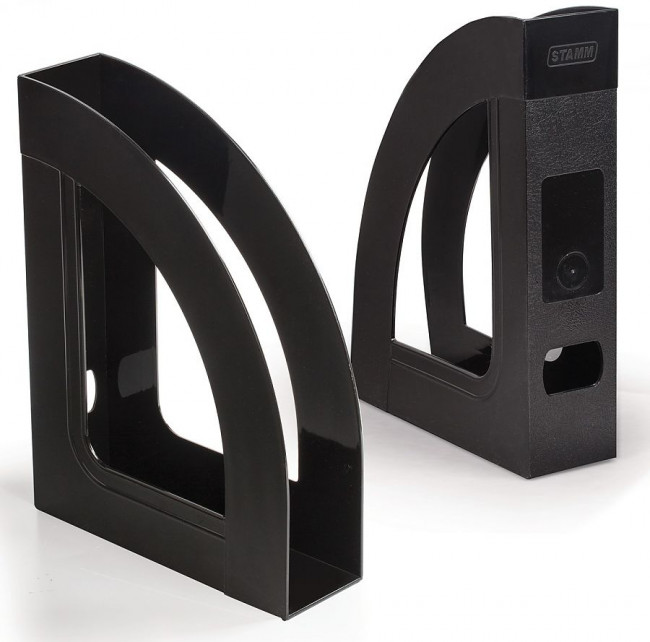 Лоток вертикальный для бумаг СТАММ "Респект-эконом" (220х290 мм), ширина 70 мм, полипропилен, черный