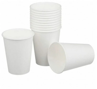 Одноразовые стаканы 300 мл, КОМПЛЕКТ 50 шт., бумажные однослойные, белые, холодное/горячее, ФОРМАЦИЯ
