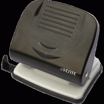 Дырокол "deVENTE. Stripe" (30 листов) пластиковый усиленный корпус, с линейкой, в картонной коробке, черный