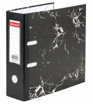 Папка-регистратор ШИРОКИЙ КОРЕШОК 90 мм с мраморным покрытием, черная, BRAUBERG