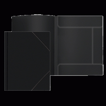Папка с резинкой "Attomex" A4, 450 мкм, фактура "песок" угловая резинка, 3 клапана, непрозрачная черная