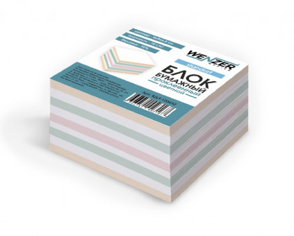 Блок для записи WENZER office "Standart" 90x90x45 мм цветной, прокленный, офсет 70 г/м²