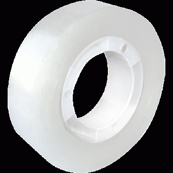 Клейкая лента канцелярская "Attomex" прозрачная, 35 мкм, 12 ммx33 м, реальная намотка, пластиковая втулка