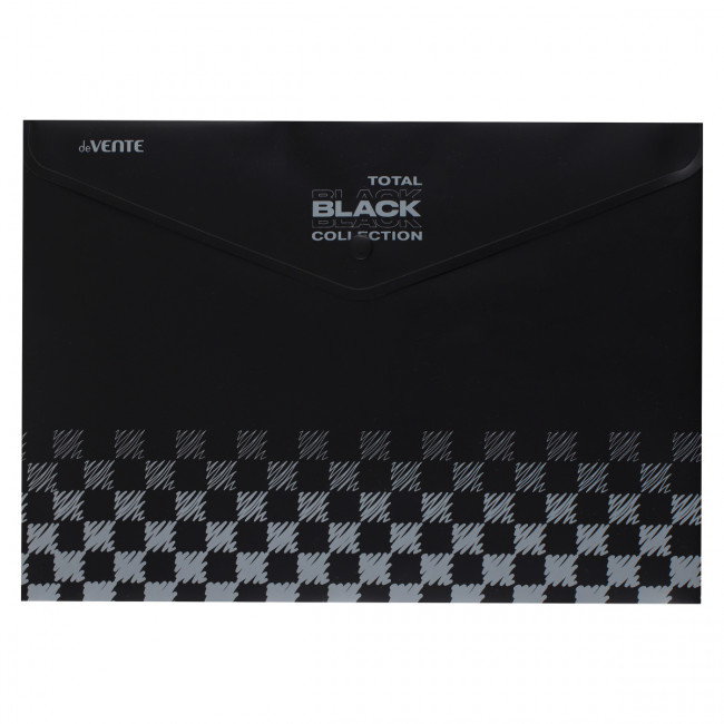 Папка-конверт на кнопке, А4, 0,18 мм, цвет черный, с рисунком, TOTAL BLACK, deVENTE, 3071329