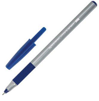 Ручка шариковая с грипом BRAUBERG "i-STICK POINT", СИНЯЯ, корпус серый, игольчатый узел 0,7 мм, линия письма 0,35 мм