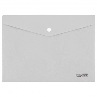 Папка-конверт на кнопке A4 WENZER OFFiCE "Premier", 180 мкм, волокно, прозрачная (20/100)