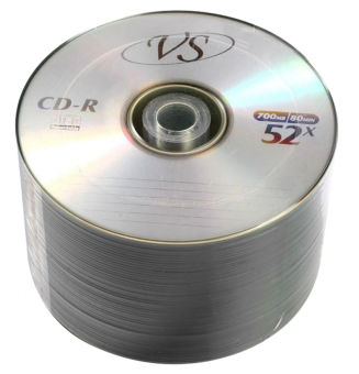 Диски CD-R VS 700 Mb 52x Bulk (термоусадка без шпиля), КОМПЛЕКТ 50 шт., VSCDRB5001