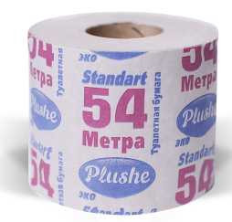 Туалетная бумага 54м, 1 слой, серая, с втулкой, EcoPlushe