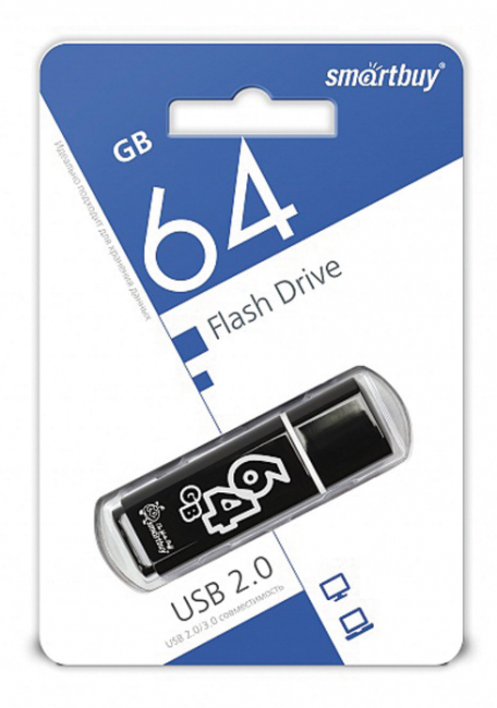 Флеш-диск 64 GB, SMARTBUY Glossy, USB 2.0, черный, SB64GBGS-K Флеш-диск 64 GB, SMARTBUY Glossy, USB 2.0, черный, SB64GBGS-K