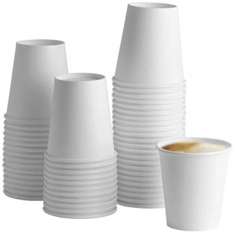 Одноразовые стаканы 100 мл, КОМПЛЕКТ 60 шт., бумажные однослойные, белые, холодное/горячее, ФОРМАЦИЯ